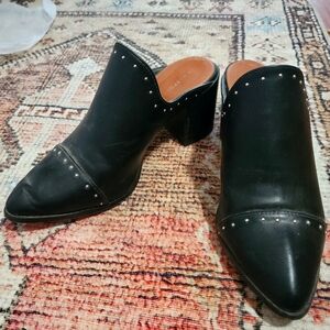 Black Faux Leather Mules